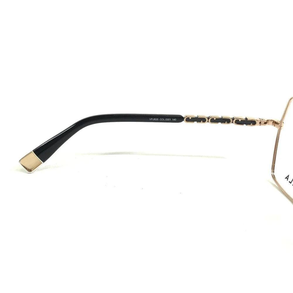 Furla Eyeglasses Frames VFU835 COL.0301 Black Gold Butterfly Wire Rim 54-16-140